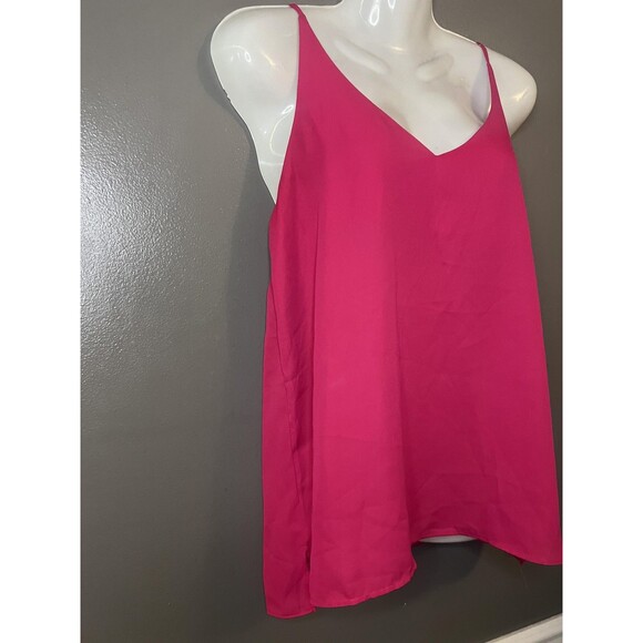 Shinestar Tank Top Womens Medium Hot Pink V Neck Cami Sleeveless HT4030S Blouse - Picture 2 of 6